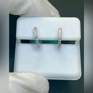 🆕 .16 ct Luxury Moissanite Earrings Huggies  sterling silver